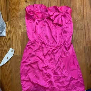 Amanda Uprichard M silk pink strapless dress